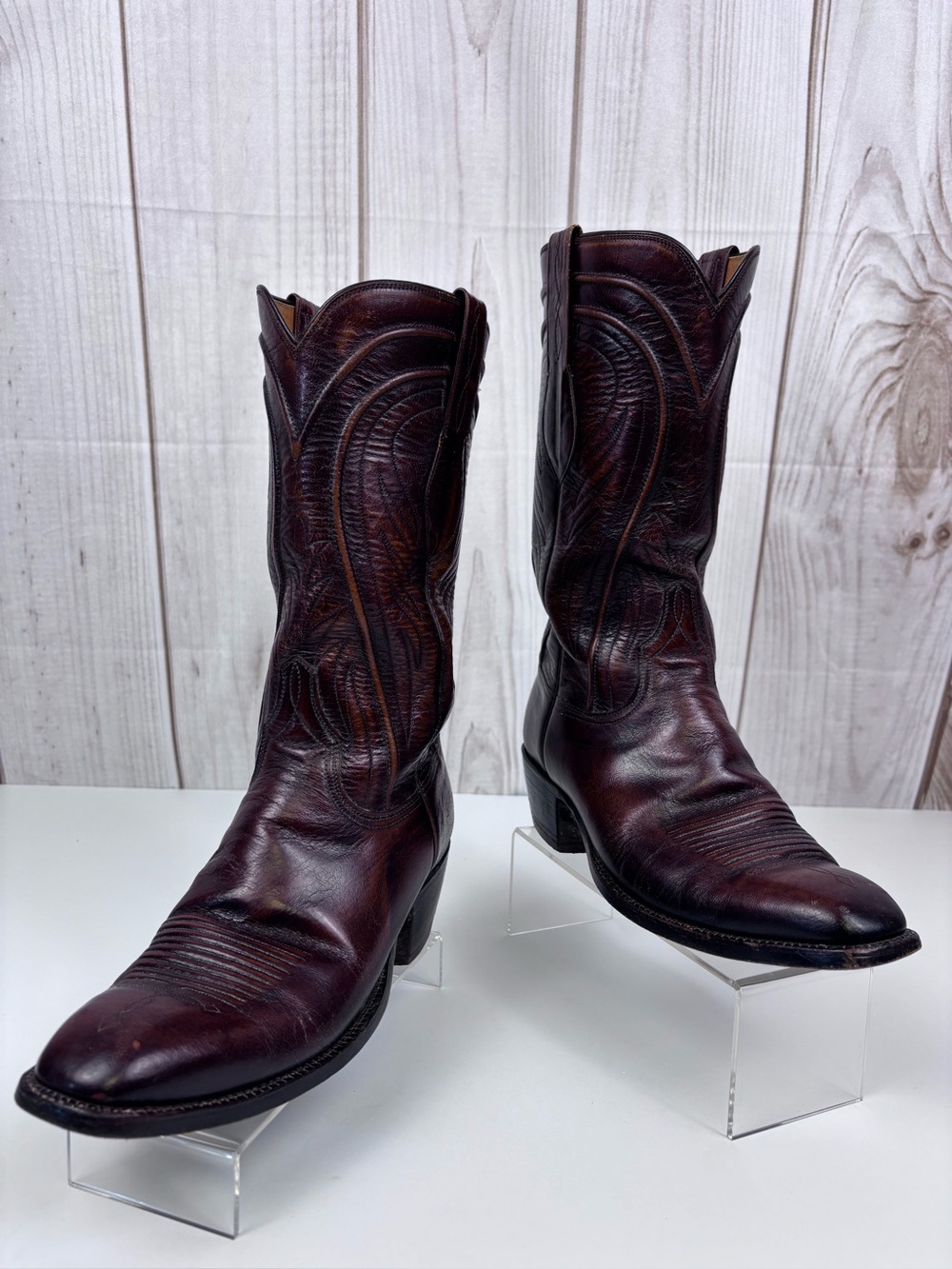 Vintage Lucchese Seville Boots San Antonio 2083ZZ Goatskin Leather Cowboy Sz 8E - Picture 3 of 15